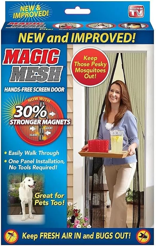 Magic Mesh Instant Screen Door – Hands-Free, Easy Install, Durable Insect Protection with Magnetic Closure for Bug-Free Breezes