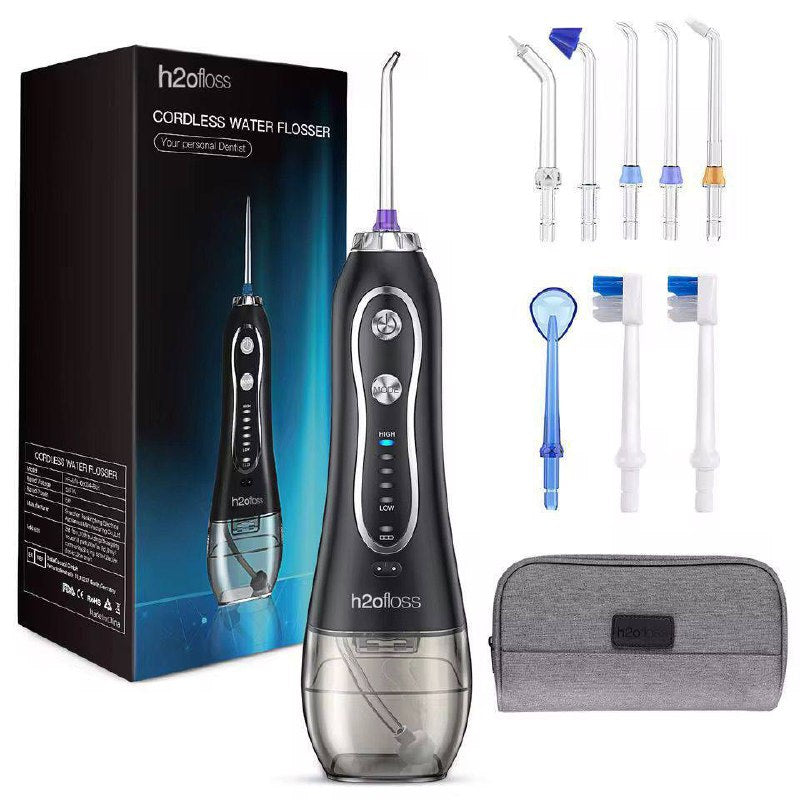 h2ofloss Professional Cordless Water Flosser – Teeth Cleaner with 300ml Tank, 5 Modes & 6 Versatile Tips