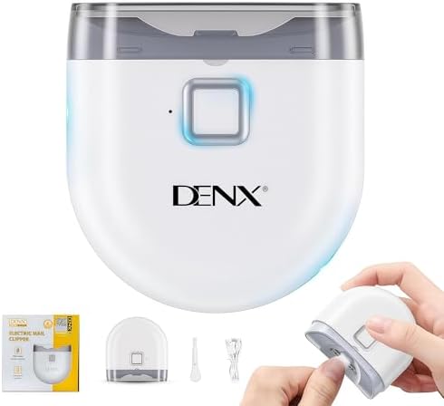 DENX Electric Baby Nail Clipper with Light & 2 Speeds,Fingernail Cutter and File 2 in 1 Design, Nail Scraps Storage, Rechargeable Safety Fingernail Trimmer for Baby, Kids, Seniors and Adult, DX3710