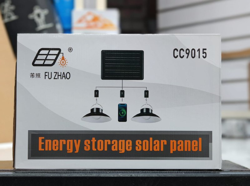 FU ZHAO CC9015 Solar Lighting System & Portable Power Bank | Includes 2 LED Bulbs & 5A High-Speed USB Output