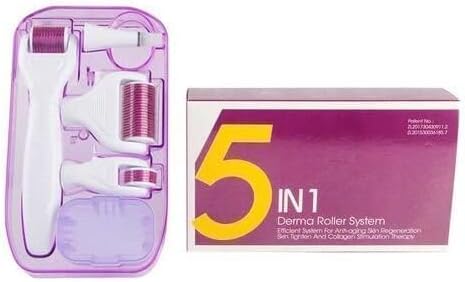 Ice Roller Derma Roller 5 in 1 Kit .25mm Titanium Microneedles, Ice Roller Dermaroller for Face and Body, 12/300/ 720/1200 Titanium Micro Needle