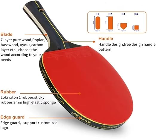 Table Tennis Racket Set for Two Player, LOKI Rxton Series, 175cm Extendable Net, Six Balls (Three Star), Double Layer Zipper Bag for Intermediate and Advanced Levels.