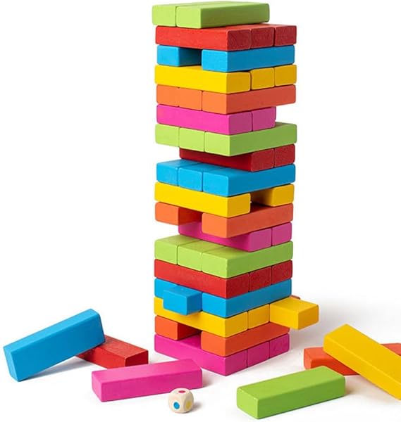 ADAK Colorful Wooden Tumbling Tower Blocks Family Game And Children Educational Toy, Lc-Cgbb-48P