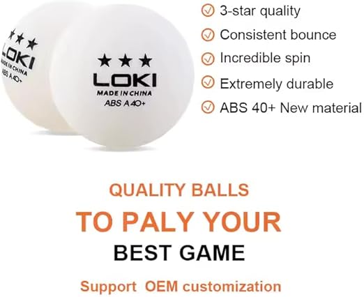 Table Tennis Racket Set for Two Player, LOKI Rxton Series, 175cm Extendable Net, Six Balls (Three Star), Double Layer Zipper Bag for Intermediate and Advanced Levels.