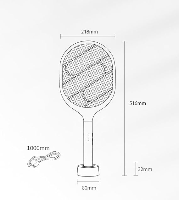 2 in 1 Dual Modes Electric Bug Zapper : Handheld Fly Swatter with USB Rechargeable Base Mosquito Killer with Purple Mosquito Light for Home Bedroom Kitchen Office Backyard Patio Camping