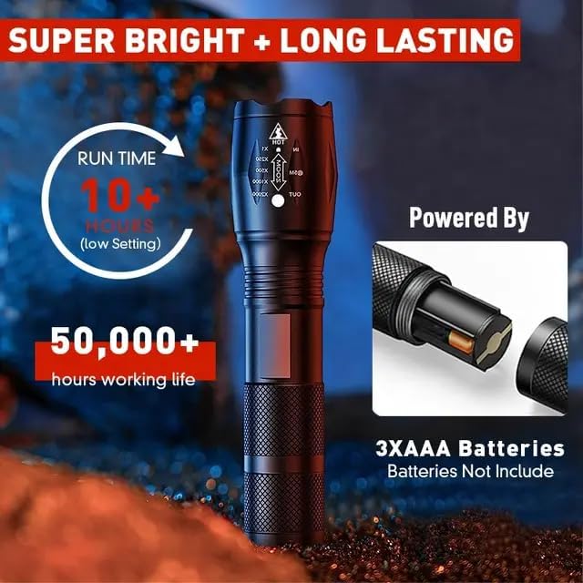 ADAK (2Pack) Led Flashlight 5 Modes 2000 Lumens Tactical Flashlight, High Lumens Bright Waterproof Zoomable Flashlights for Camping, Emergencies