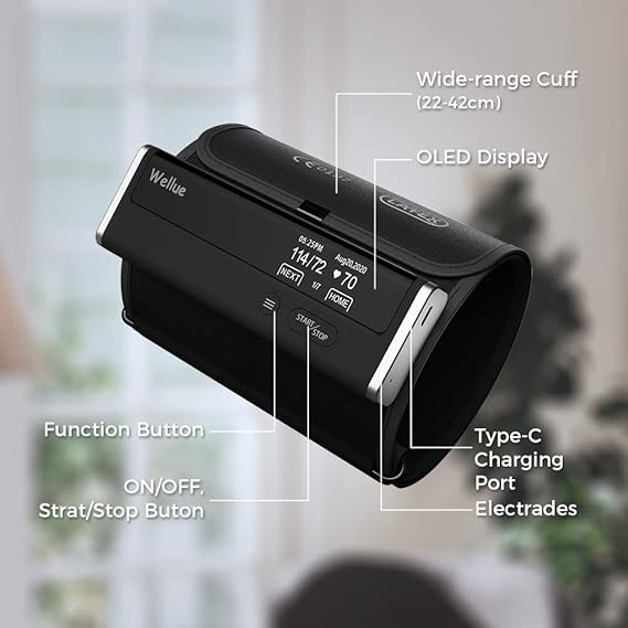 Wellue Connect Accurate Blood Pressure Monitor for Home Use - Bluetooth & WiFi Sync Data | Automatical Upper Arm Cuff BP Device