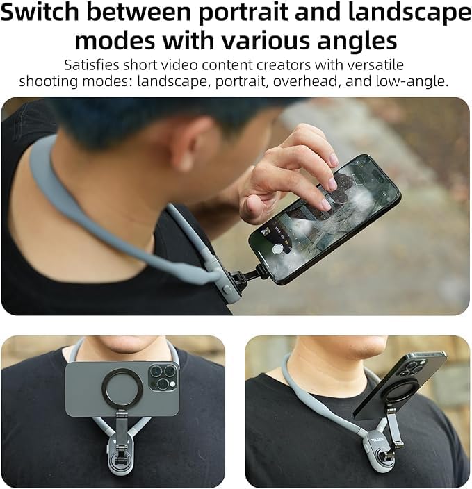 TELESIN Magnetic Neck POV Mount for Mobile Phone | MagSafe Compatible Cell Phone Neck Holder Vlog Selfie Mount Hand Free Chest Stand for iPhone