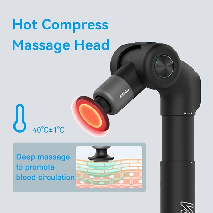 Kica EVO Muscle Massage Gun with Adjustable Arm & 12.9''Extendable Pole for Professional Deep Tissue Back Massage,Athletes Pain Relief Handheld