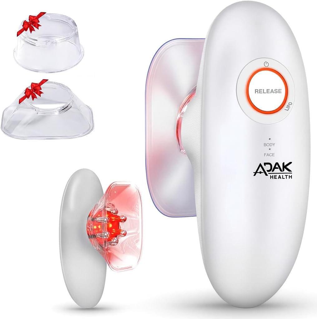 ADAK 3-in-1 Electric Cellulite Massager, Body and Face Sculpting Massager, Portable EMS Vacuum Suction Device, Rechargeable, IPX4 Waterproof, for Face, Back, Belly, Waist, Arms, Legs