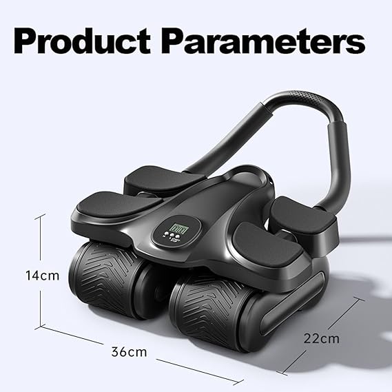 4-Wheeled Abdominal,Fitness Belly Rolling Wheel-4 Elbow Support,290MM Widened Wheel Base,Max Load 200kg,Automatic Rebound Abdominal Wheel with Sit-Up Machine, for Beginners and Professionals