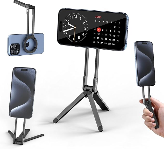 ULANZI MA30 Magnetic Phone Stand iPhone Aluminium Mini Tripod Foldable Pockets Mobile Phone Stand Double-Sided Magnet Quick Mount Compatible iPhone 16 15 14 13 12 Magsafe 12N Magnetic Tripod