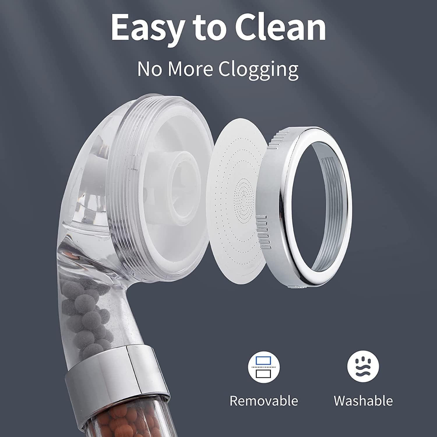 ADAK™ Transparent Handheld Shower Head, reduces hair loss, offers rainfall experience, saves water, and purifies by removing chlorine