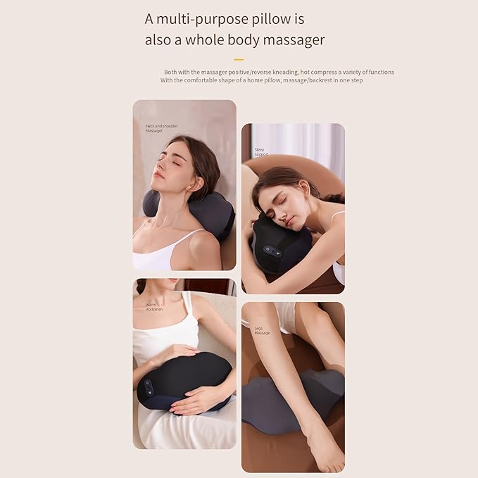 Cervical Spine Massager, Household Waist Back and Neck Massage Pillow, Multi-Function Neck and Shoulder Massager Pillow,Yellow-Plug-in-model