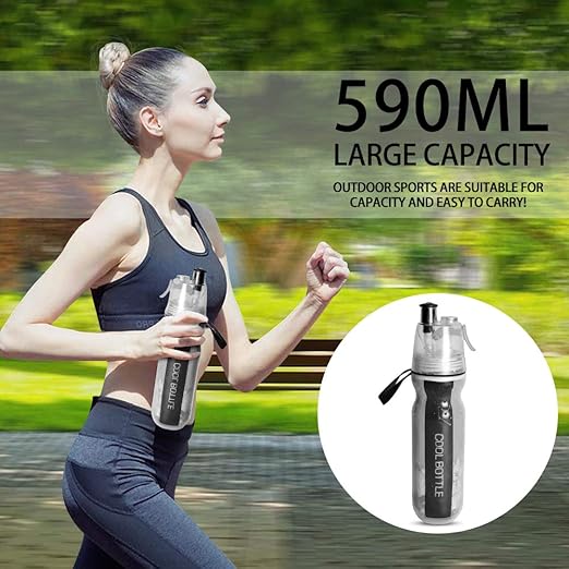 Local Makes A Comeback Botella Spray Plastic Outdoor Sports Cold Moisturising Spray Compatible with Outdoor Sports, School, Office, Home, etc. Black