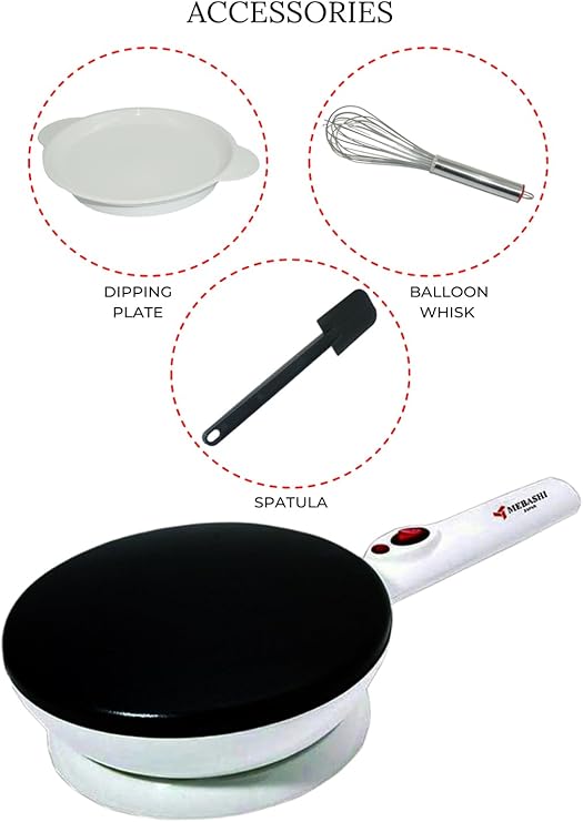 Mebashi 4-Piece Crepe Maker Set 800W ME-CRP333 Grey/White"Min 1 year manufacturer warranty"
