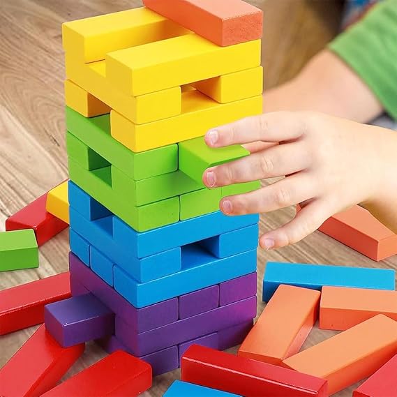 ADAK Colorful Wooden Tumbling Tower Blocks Family Game And Children Educational Toy, Lc-Cgbb-48P