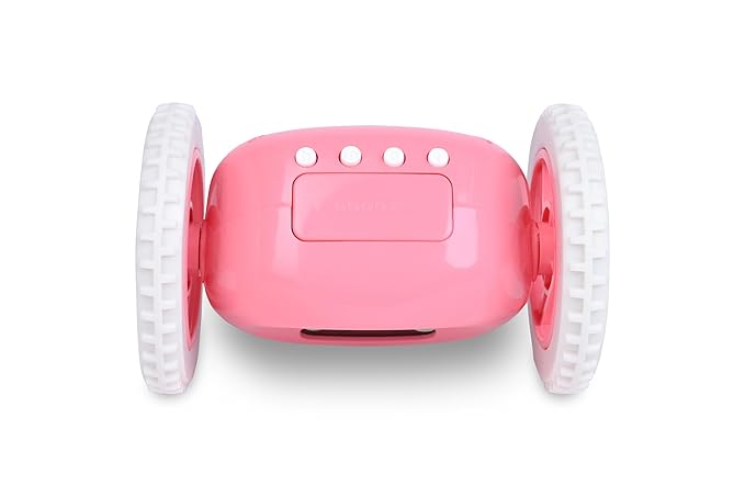 Running Away Alarm Clock with LED Light, Wireless Charger, & Fan – Digital Alarm Clock for Heavy Sleepers, Kids & Office Desk