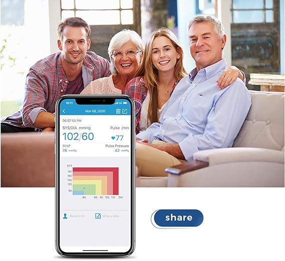 Wellue Connect Accurate Blood Pressure Monitor for Home Use - Bluetooth & WiFi Sync Data | Automatical Upper Arm Cuff BP Device