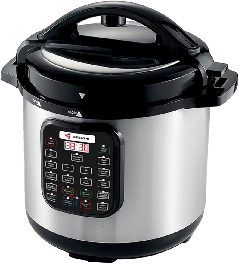 MEBASHI Japan 1600W 12L Digital Electric Pressure Cooker 13-in-1 Multi-Function Cooker with Over 10 Safety Features - (1600W) Black (ME-PC812)