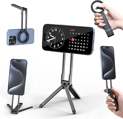 ULANZI MA30 Magnetic Phone Stand iPhone Aluminium Mini Tripod Foldable Pockets Mobile Phone Stand Double-Sided Magnet Quick Mount Compatible iPhone 16 15 14 13 12 Magsafe 12N Magnetic Tripod