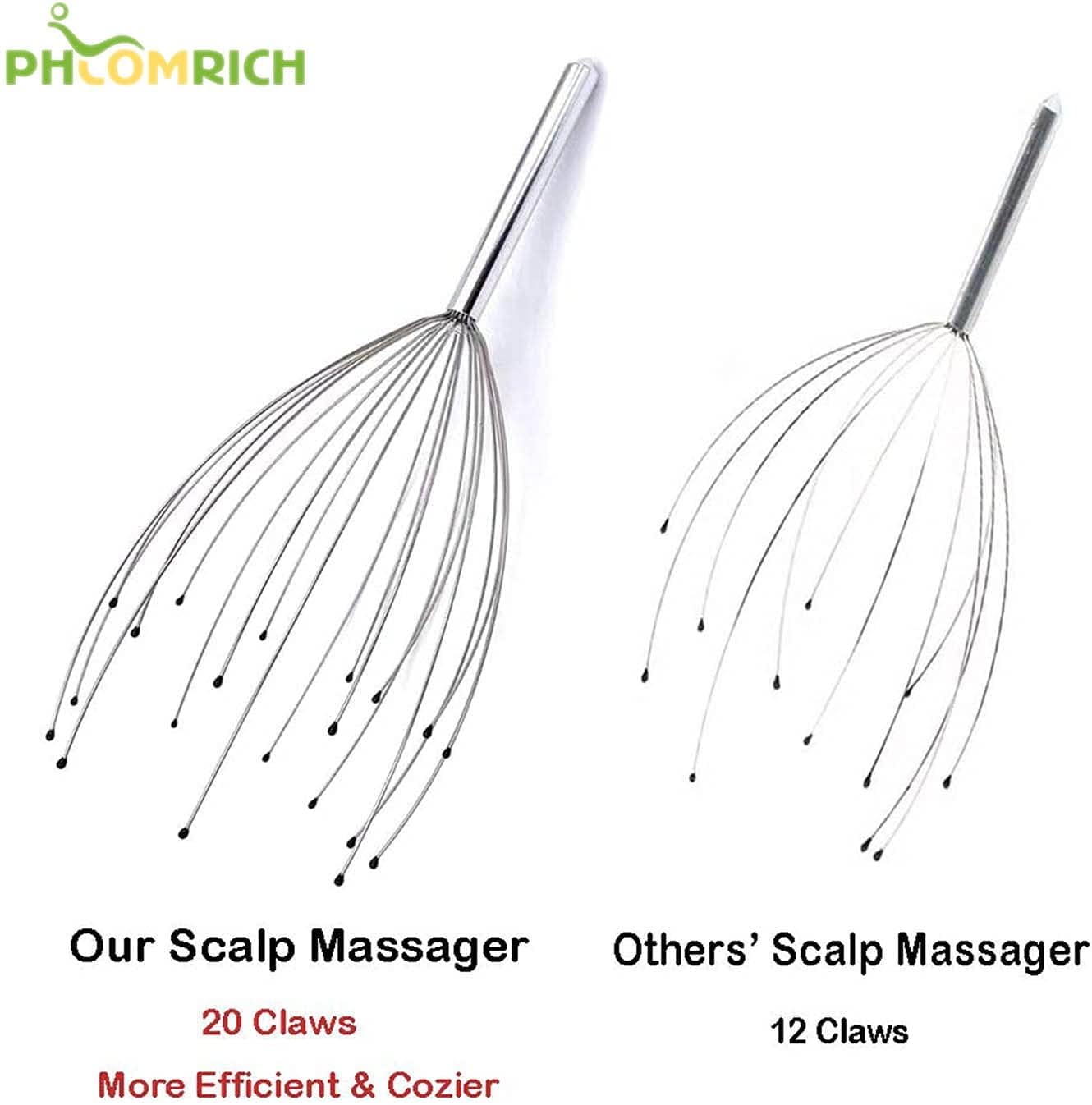 PHCOMRICH Scalp Massagers, 20 Fingers Head Massager, Head Scratcher for Head & Body Relaxing (2 Pack)