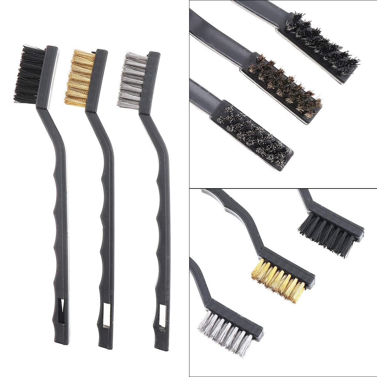 9 Pcs Wire Brush, Stainless Steel, Brass and Nylon Brushes Professional Cleaning Tools for Deep Cleans Rust and Welding Slag Scrubbing (9 Pieces)