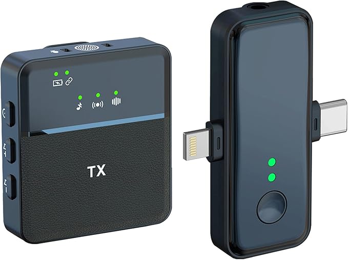 Wireless Lavalier Microphone for iPhone, iPad, Android, Noise Cancellation, 12H Battery Life,Wireless Lapel Microphone for Video Recording