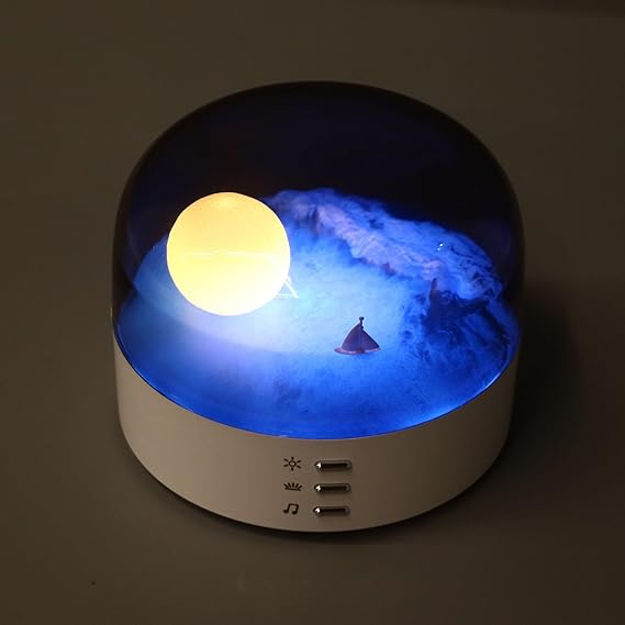ADAK Moon Landscape Lamp with Bluetooth Speaker - 3D Moon Night Light, Stepless Dimming, Built-in Battery, Cute Table Night Light for Kids and Adults