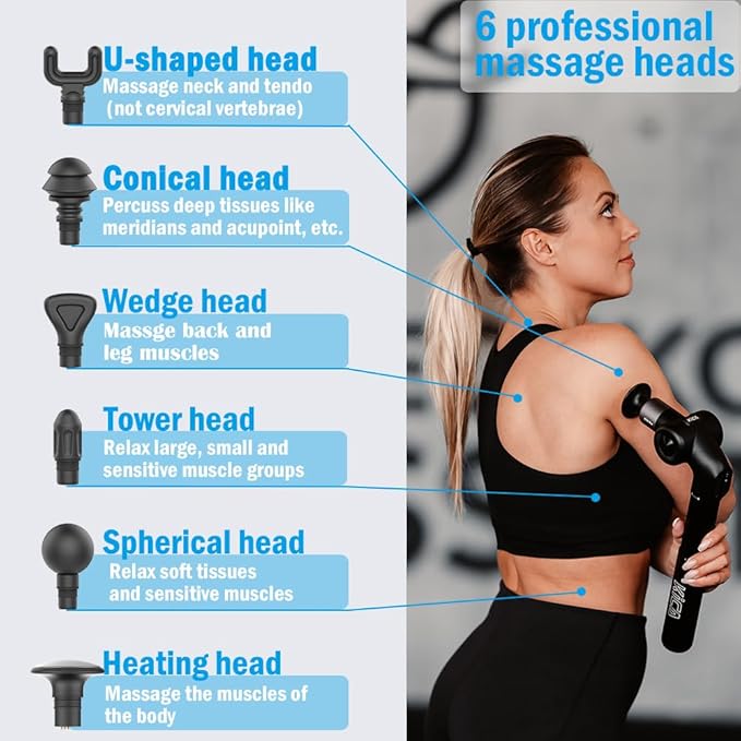 Kica EVO Muscle Massage Gun with Adjustable Arm & 12.9''Extendable Pole for Professional Deep Tissue Back Massage,Athletes Pain Relief Handheld