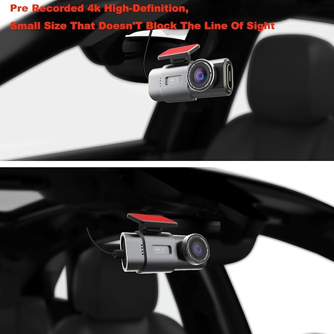 Front and Rear Dash Camera, Small Wireless WiFi Dashcam for Cars, Front and Back Mounted, 2160p 4K HD Night Vision Security Monitor Camera