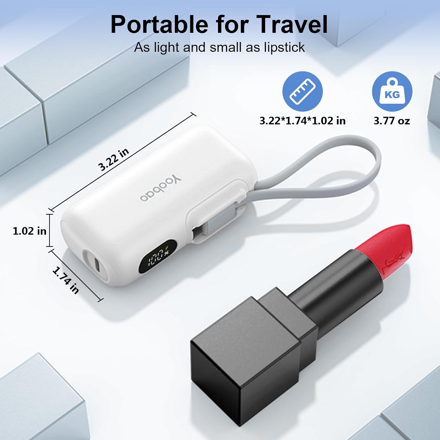 Yoobao Portable Charging Station with Small Power Bank 5 Pack Built-in USB C Cable 5000mAh, Family Shared Portable Charger PD20W Fast Charging for iPhone 15 16, Charging Dock for Restaurant Pub Party