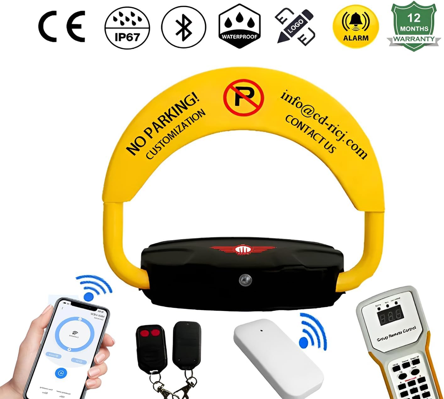 ADAK Wireless Remote Control Parking Lock, Waterproof IP67, 2 Remotes, 12 Months Warranty| Automatic Parking Barrier| Private Parking Lock