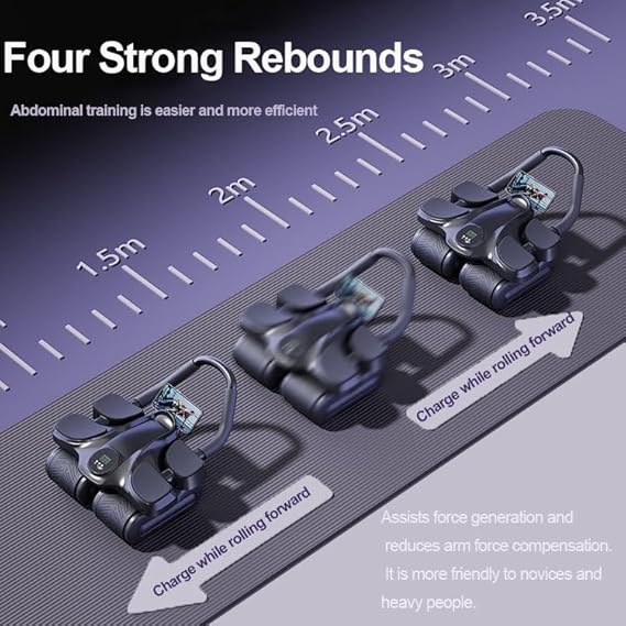 4-Wheeled Abdominal,Fitness Belly Rolling Wheel-4 Elbow Support,290MM Widened Wheel Base,Max Load 200kg,Automatic Rebound Abdominal Wheel with Sit-Up Machine, for Beginners and Professionals