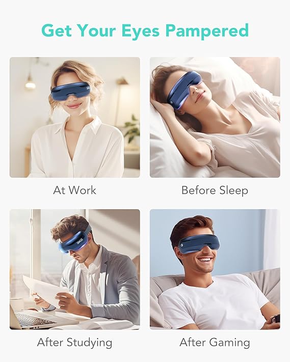SKG Eye Massager with Heat, Bluetooth Heated Eye Massager for Migraines Relief with Vision Window Music, Soothing Eye Care