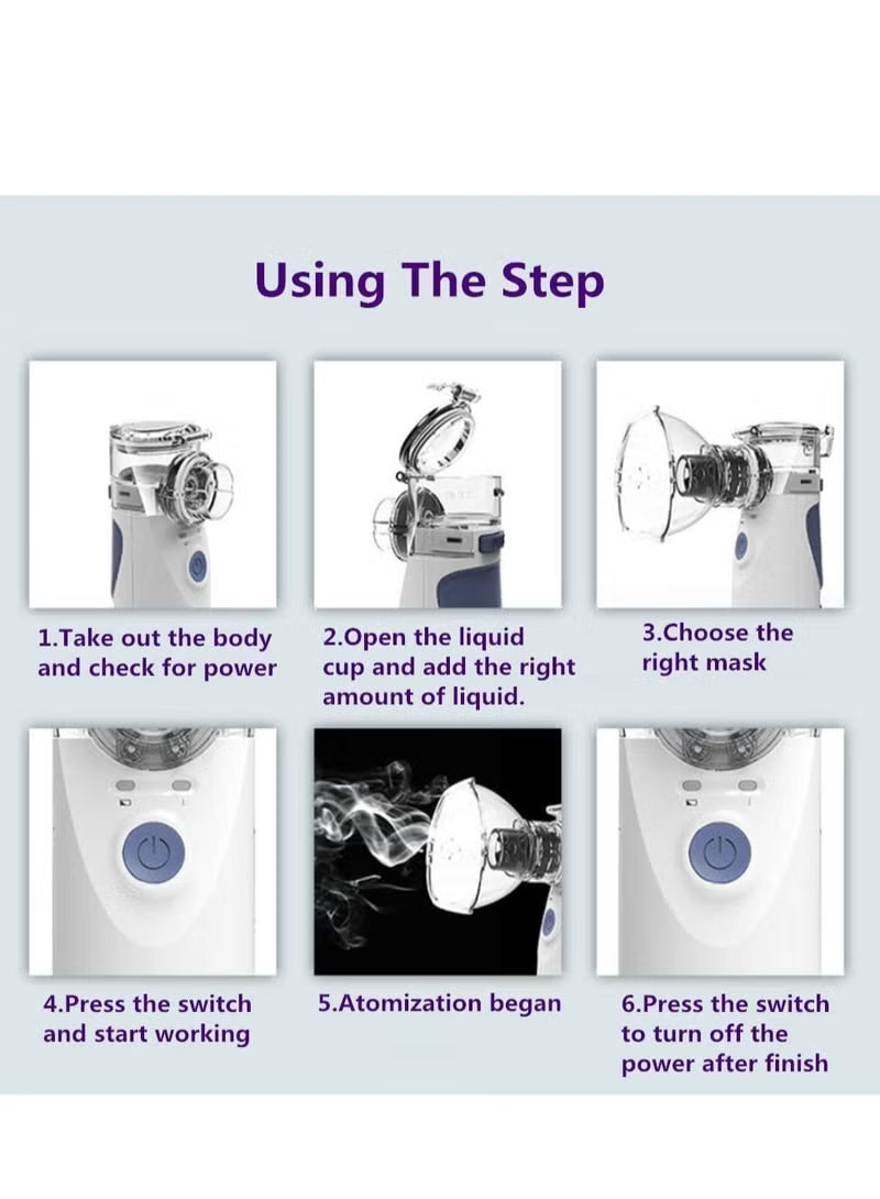 ADAK Portable Mini Atomizers Vaporizers Handheld Inhaler for Adults and Children,Ultrasonic Humidifier for Home and Travel Use, Steam Mesh Inhalators with Masks and Mouthpieces