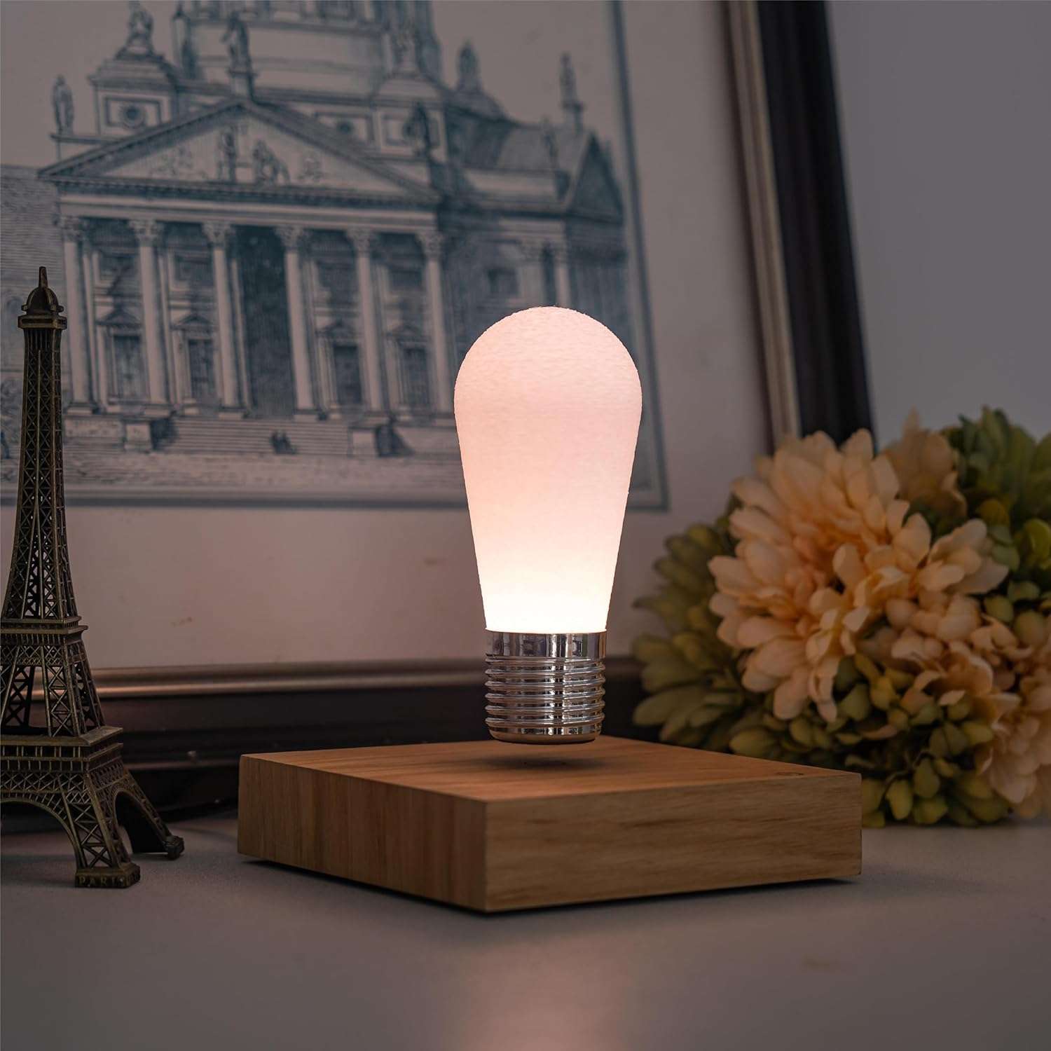 Floating Bulb Lamp Magnetic Levitating 3D printed light bulbs LED Light Desk Lamp Table lamp Night Light, 360 Degree Automatic Rotating Light