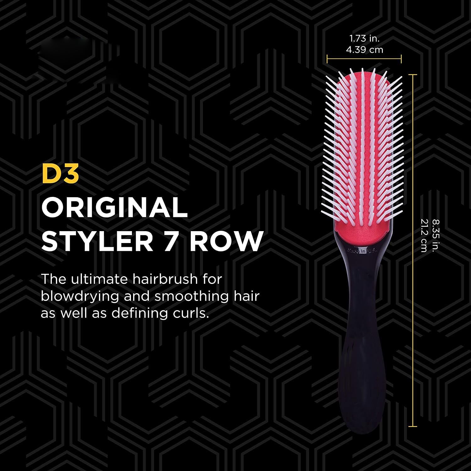 Adak Hair Brush for Women Men, Curly Wet or Dry Hair. 9 Row Brush for Detangling, Separating, Shaping