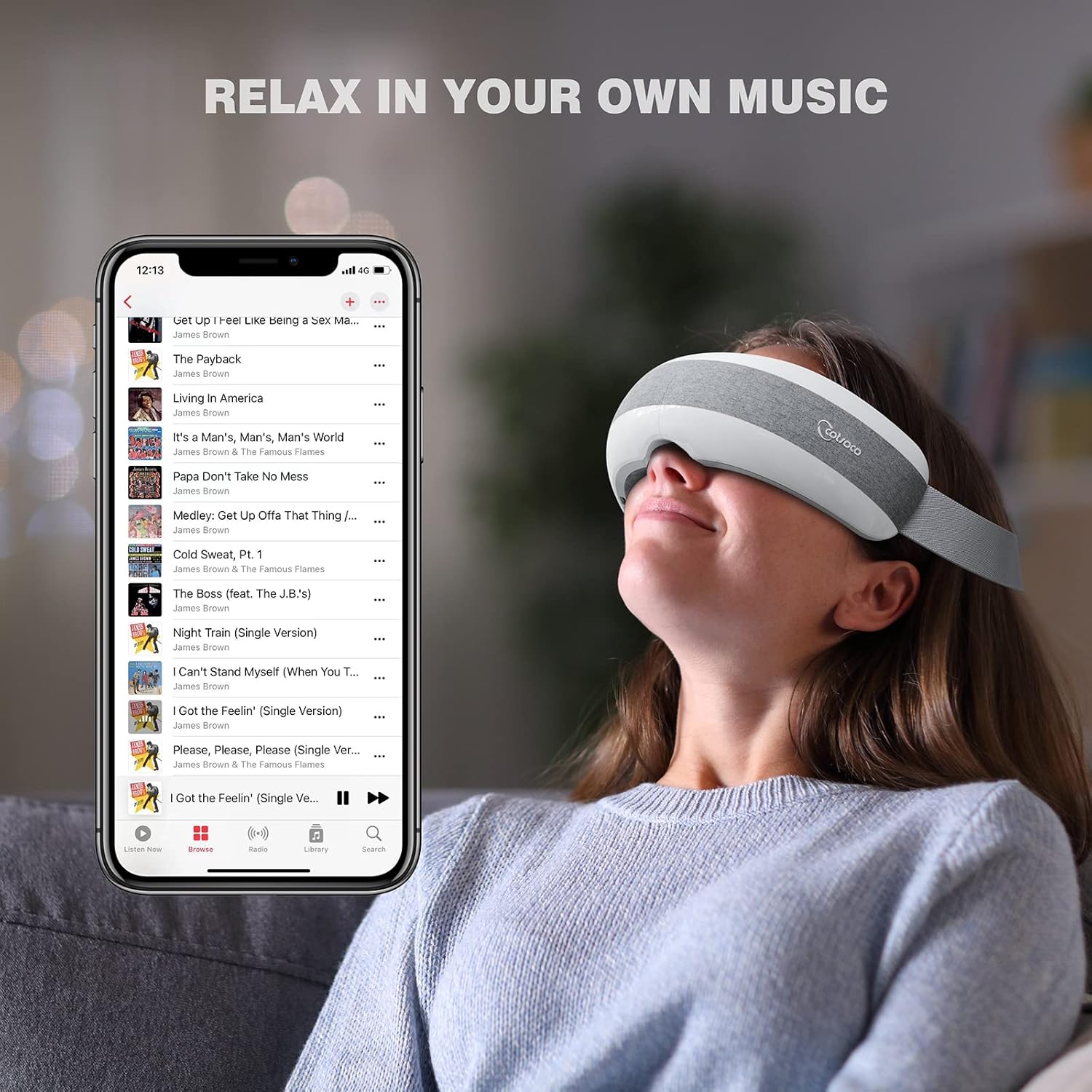 Cotsoco Eye Massager with Heat Vibration,Rechargeable Bluetooth Music Sleep Masks for Relax Migraines,Reduce Eye Bags Dark Circles Eye Strain Dry Eyes Improve Sleep