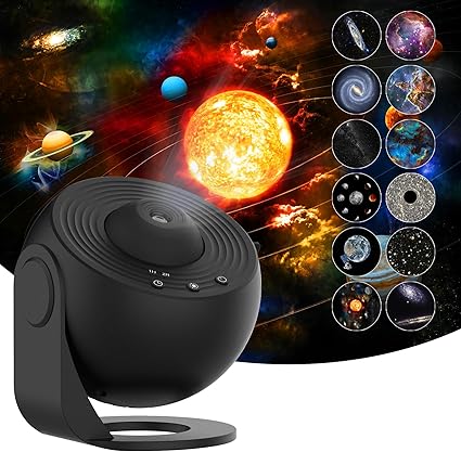 ADAK, 12 in 1 Planetarium Star Galaxy Projector - Realistic Starry Sky Night Light with 12 Planet Discs, Solar System, Moon
