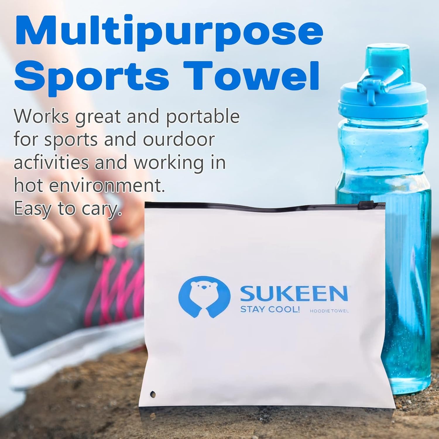 Sukeen Cooling Hoodie Towel, Absorbent Quick-Drying Cooling Towels for Neck and Face, UV Sun Protection Cooling Neck Wraps Sport Head Cooling Towel Hot Weather