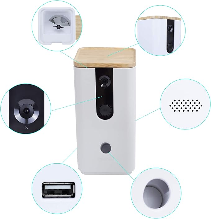 DOGNESS T03WH Smart Cam Treater - App Control with Camera, Microphone and Speaker, White, 1 Count (Pack of 1)