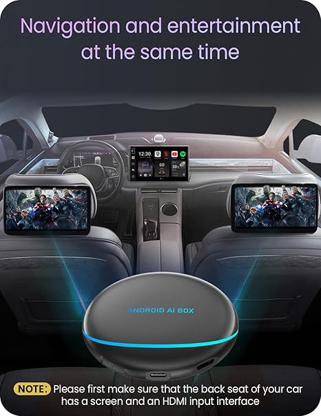 Carplay Ai Box, 8+128G Road Mate Magic CarPlay Box with Integrated Navigation, Android12, HDMI Output, Compatible with YouTube/Netflix/