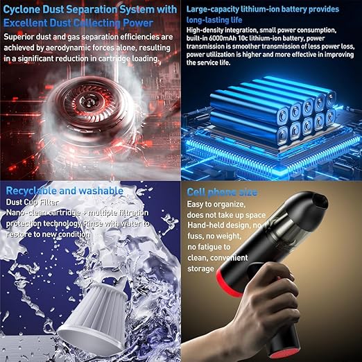 Yesido VC06 Dual-Purpose Vacuum Cleaner - Blowing & Suction for Computer, Laptop, and Car Interior Cleaning