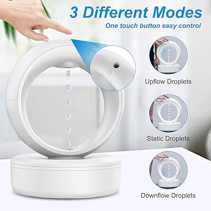 ADAK Anti-Gravity Cool Mist Humidifier with Night Lamp - 680ml Portable Air Humidifier, Levitating Water Drops, 4-Hour Timer, Spill-Proof Design for