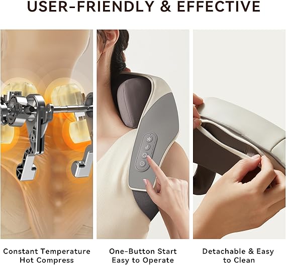 SORELAX Mini Shiatsu Neck Massager, Shoulder Neck Massager with Heat for Pain Relief Deep Tissue, Neck, Back, Shoulder, Leg Electric Kneading Massager, Perfect Gifts for Men Women Dad Mom