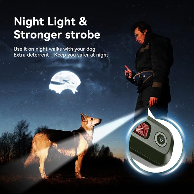 Dog Barking Control Devices – Enhanced Ultrasonic Rechargeable Anti-Barking Device with LED Strobe Light, Handheld Dog