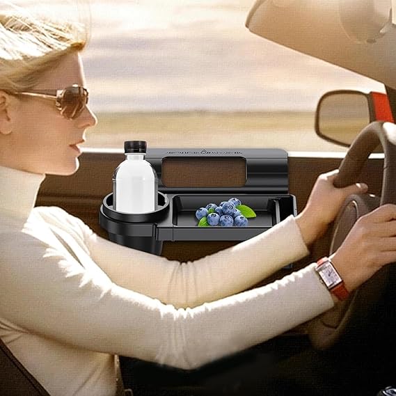 ADAK Car Window Multifunctional Storage Tray Organizer, 2024 New Door Side Hanging Organizer with Cup Holder – Seat Gap Storage Box for Phones, Keys, Bottles, and Small Items