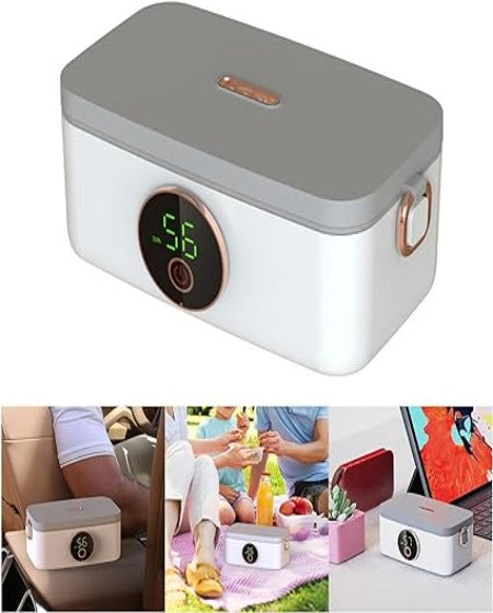 ADAK Self Heating Rechargeable Lunch Box - 60W Electric Food Heater with 5-Gear Heating Function, Adjustable Timing (20-60min)