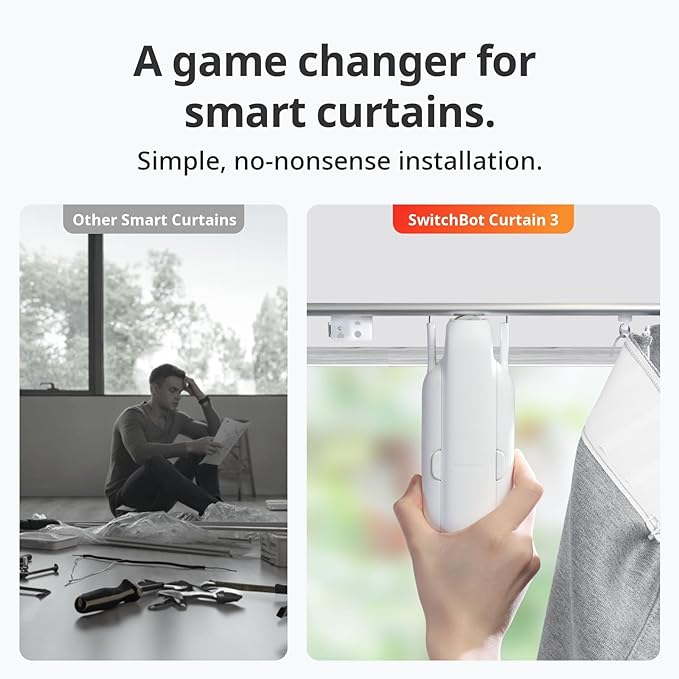 SwitchBot Smart Curtain Opener – Bluetooth Remote Control with App/Timer (Curtain 3, U Rail)